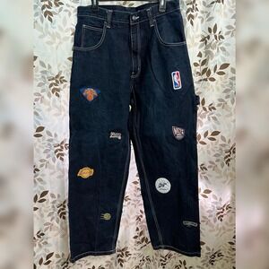 Vintage Embroidered Basketball Patch Jeans NBA Team Logos Size 32x32 Vtg Y2K
